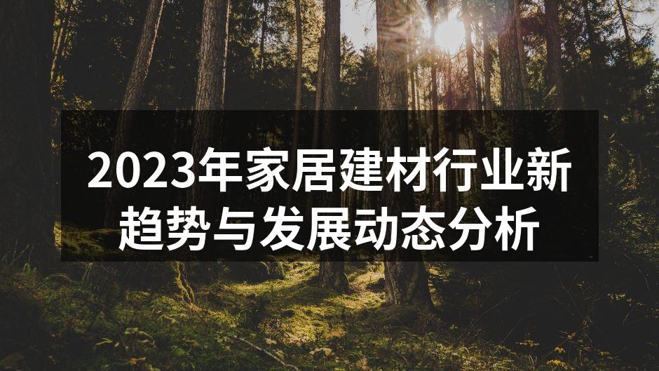 2023年家居建材行业新趋势与发展动态分析