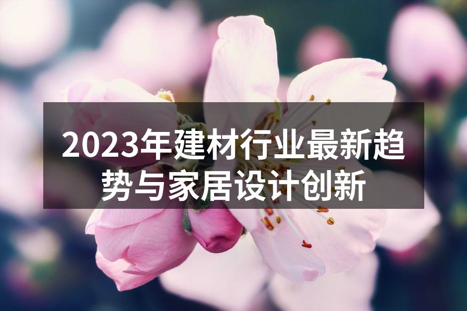 2023年建材行业最新趋势与家居设计创新