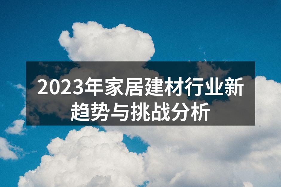 2023年家居建材行业新趋势与挑战分析